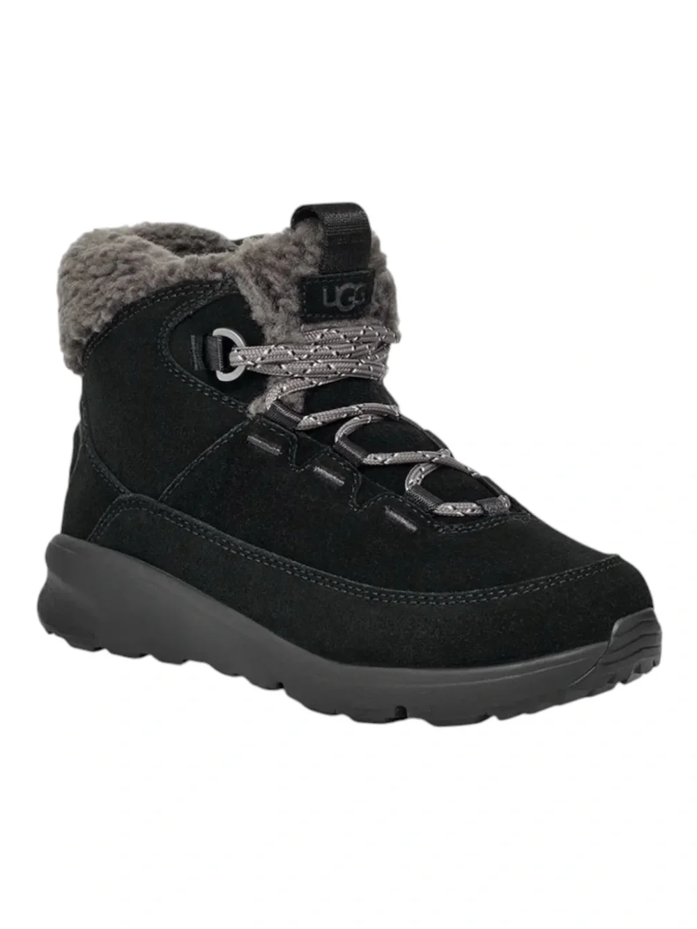 UGG Kids TerreTrail Cozy Lace Black Suede Waterproof Winter Boots Size 3 Kids EU